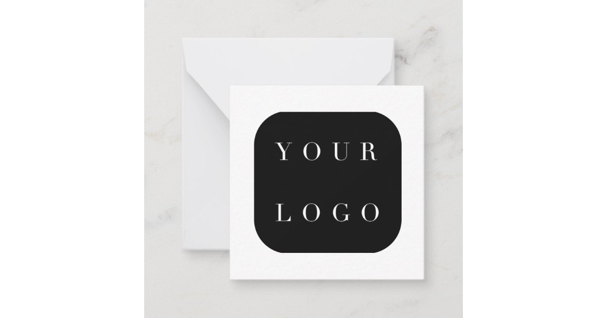 Minimal Black White Company Brand Logo Thank You Note Card | Zazzle