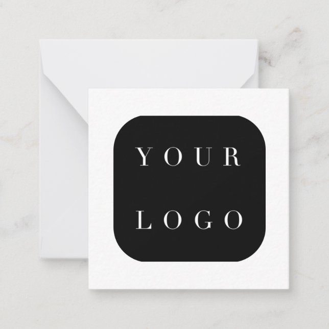 Minimal Black White Company Brand Logo Thank You Note Card (Front)