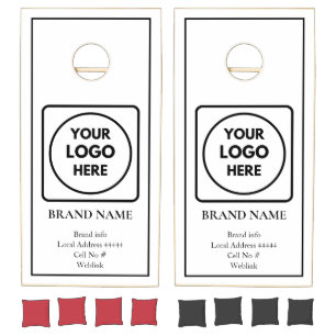 Minimal Black White Custom Logo Branding Cornhole Set