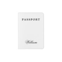 Minimal Black & White Custom Name Passport Cover