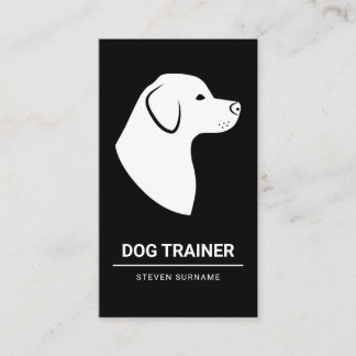 Minimal Black & White Dog Silhouette - Dog Trainer Business Card