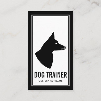 Minimal Black &amp; White Dog Silhouette Dog Trainer Business Card