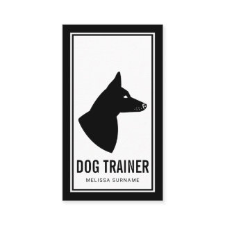 Minimal Black & White Dog Silhouette Dog Trainer Business Card