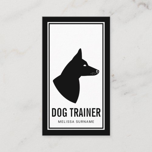 Minimal Black  White Dog Silhouette Dog Trainer Business Card