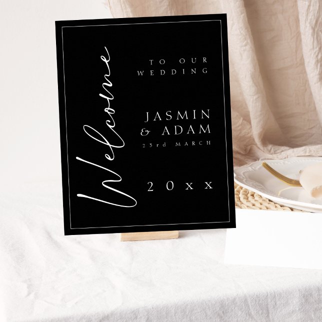 Minimal Black White Elegant Wedding Welcome Sign (Creator Uploaded)