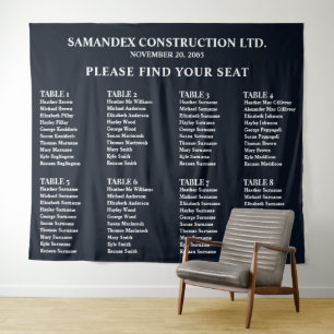 Minimal Black White Event Seating Chart Sign Tapestry