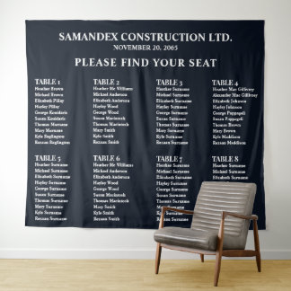 Minimal Black White Event Seating Chart Sign Tapestry