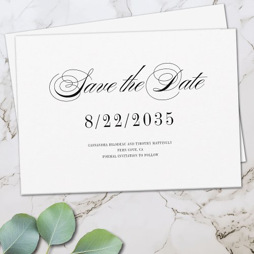 Minimal Black White Fun Romantic Script Wedding Save The Date