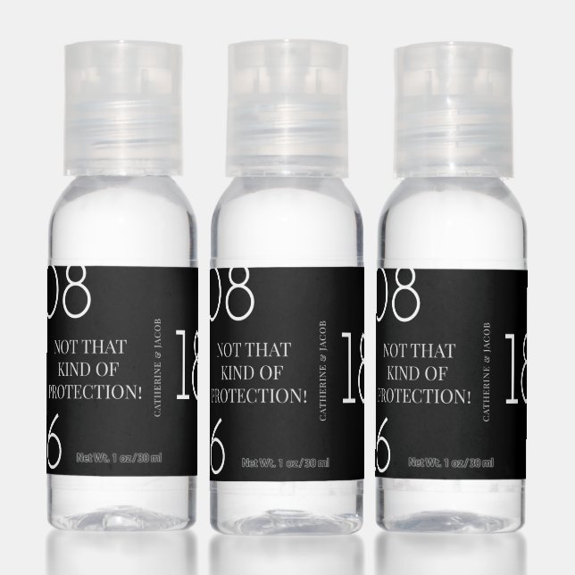 Minimal Black White Funny Message Wedding Hand Sanitizer (Set)
