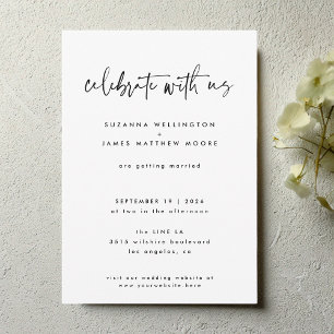 Minimal Black White Geometric Calligraphy Wedding Invitation