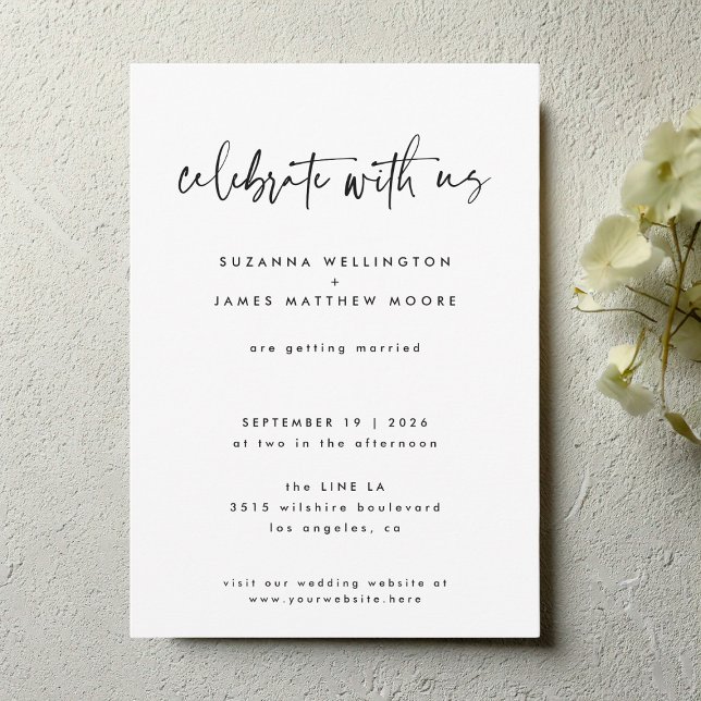 Minimal Black White Geometric Calligraphy Wedding Invitation (Creator Uploaded)