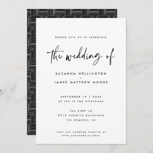 Minimal Black White Geometric Handwritten Script Invitation