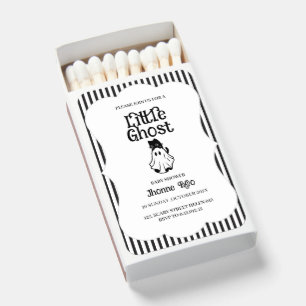 Minimal Black & White Ghost Baby Shower Invitation Matchboxes