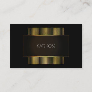 Minimal Black White Gold Frame Hairdresser Business Card
