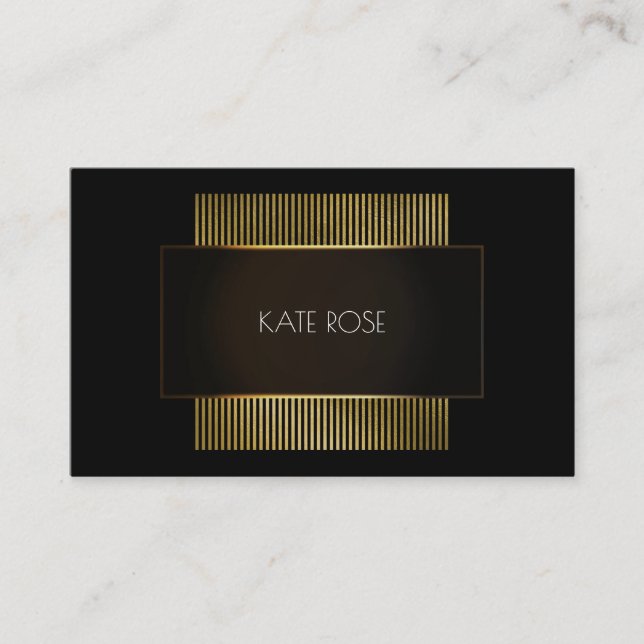 Minimal Black White Gold Frame Hairdresser Business Card (Front)