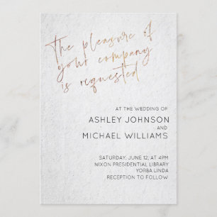 Minimal Black & White Gold Type Wedding Invitation