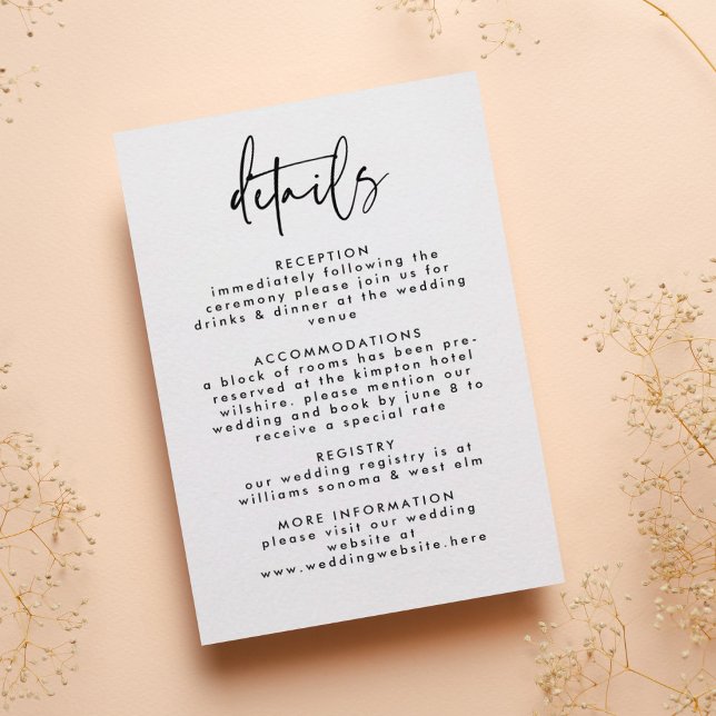 Minimal Black White Handwritten Script Wedding Enclosure Card (Creator Uploaded)