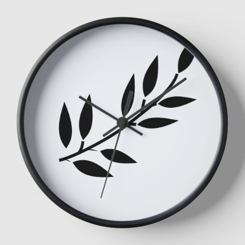 Minimal Black White Home Decor Simple Leaf Pattern Clock