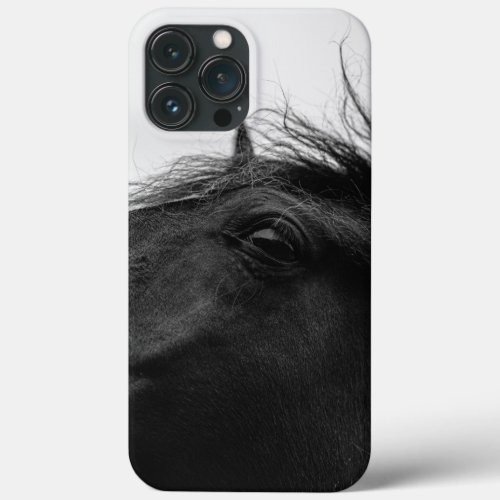 Minimal Black White Horse Portrait Equestrian iPhone 13 Pro Max Case