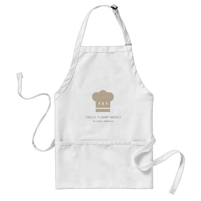 Minimal Black White Kraft Modern Chef Hat Catering Adult Apron (Front)