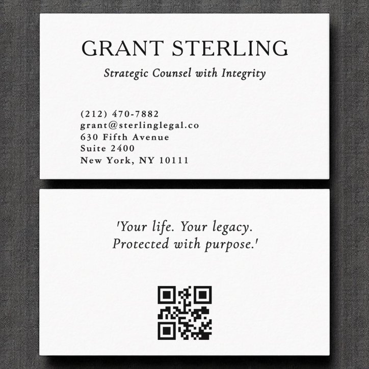 Minimal Black White Legal QR Code Business Card