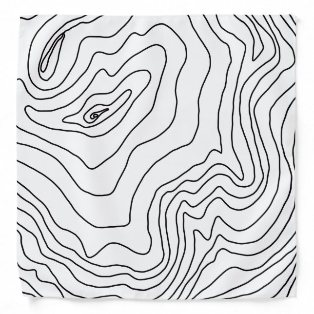 Minimal Black & White line art Modern Design Bandana (Front)