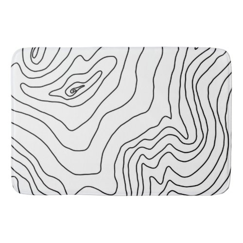Minimal Black  White line art Modern Design Bath Mat