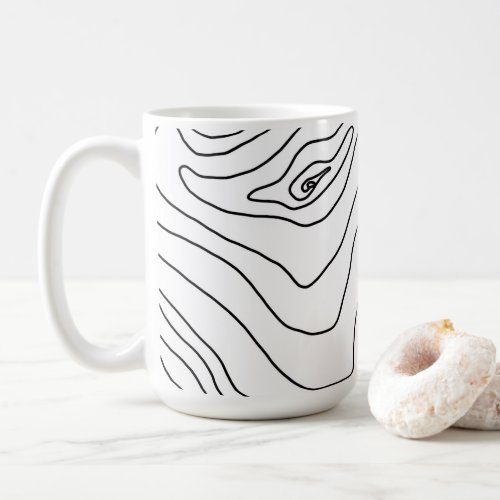 Minimal Black  White line art Modern Design Coffee Mug