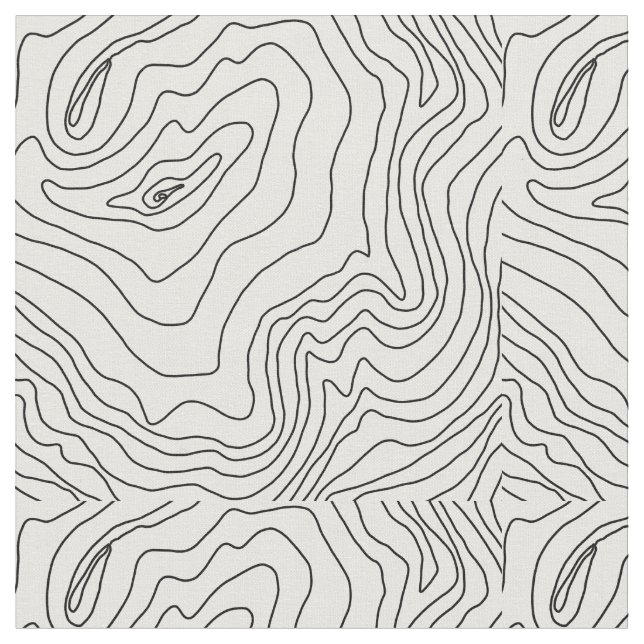 Minimal Black & White line art Modern Design Fabric (Close Up)