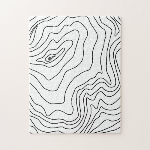 Minimal Black  White line art Modern Design Jigsaw Puzzle