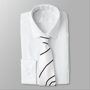 Minimal Black & White line art Modern Design Neck Tie