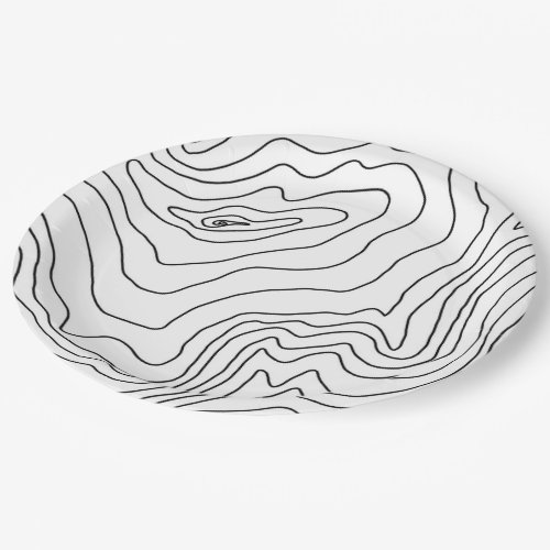 Minimal Black  White line art Modern Design Paper Plates