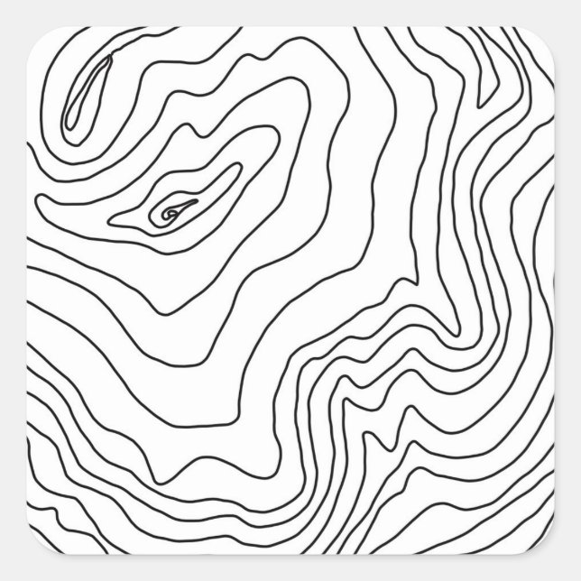 Minimal Black & White line art Modern Design Square Sticker (Front)