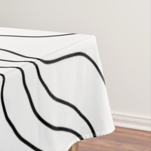 Minimal Black  White line art Modern Design Tablecloth