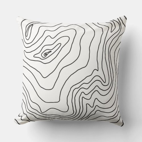 Minimal Black  White line art Modern Design Throw Pillow