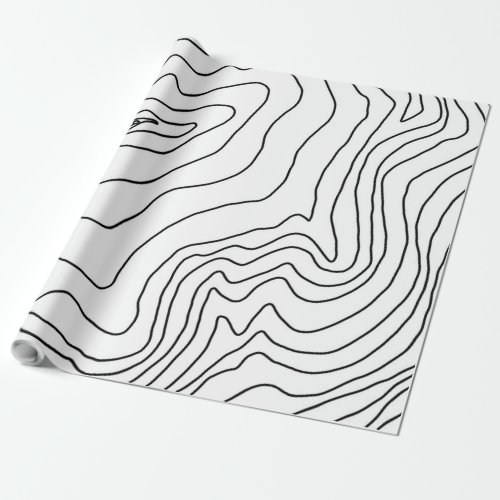 Minimal Black  White line art Modern Design Wrapping Paper