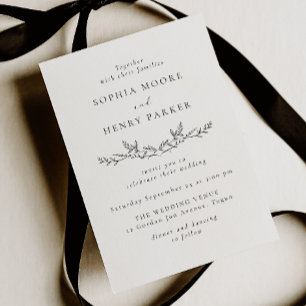 Minimal Black & White Line Art Wedding Invitation
