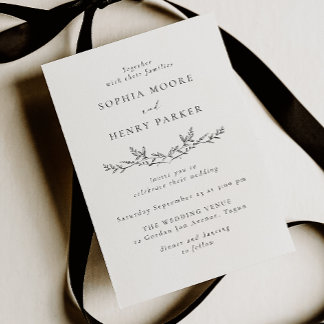Minimal Black & White Line Art Wedding Invitation