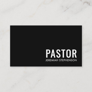 Minimal Black White Logo QR Code PASTOR Business Card