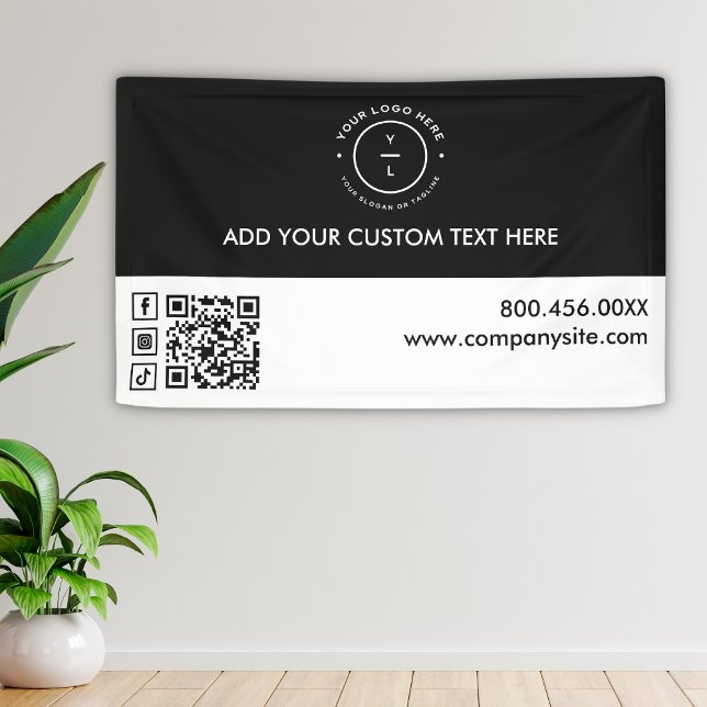 Minimal Black White Logo Social Media Event Vinyl  Banner (Creator Uploaded)