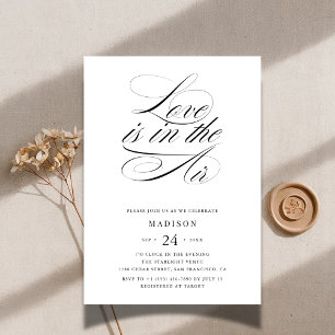 Minimal Black White Love in the Air Bridal Shower Invitation