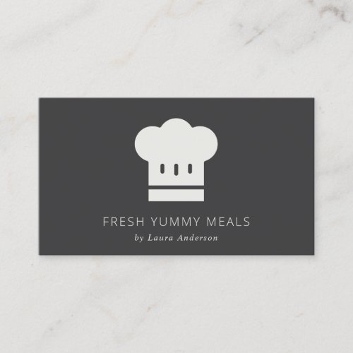 Minimal Black  White Modern Chef Hat Catering Business Card