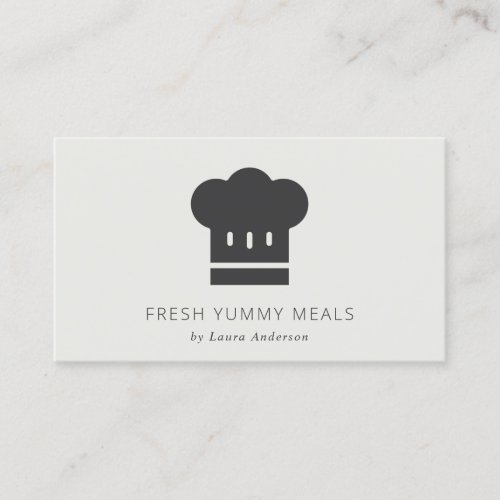 Minimal Black  White Modern Chef Hat Catering Business Card