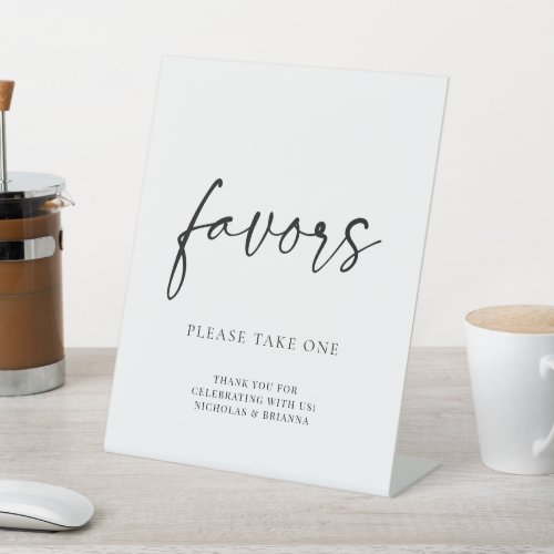 Minimal Black White Modern Classic Wedding Favor Pedestal Sign