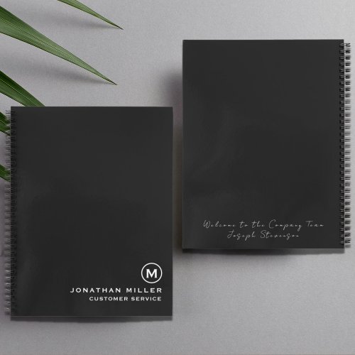  Minimal Black White Monogram Custom Gift Message Notebook