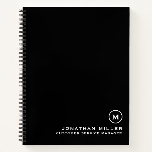 Minimal Black White Monogram Notebook