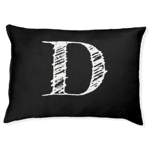 Minimal Black White Monogram Pet Bed