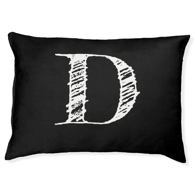 Minimal Black White Monogram Pet Bed (Front)