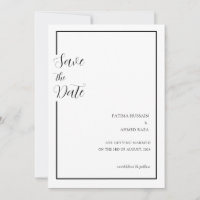 Minimal Black White Muslim Wedding Save The Date