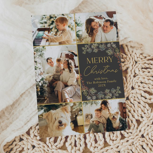 Minimal Black White Photo Merry Christmas Card (Creator Uploaded)